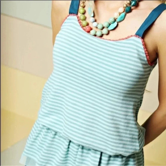 Matilda Jane Good Hart Clear Skies Blue Striped Dropped Waist Tank Top Size S - Picture 1 of 10